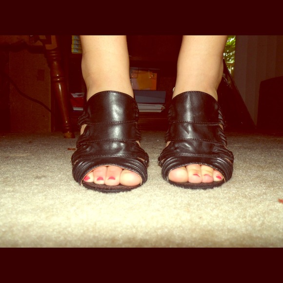 Gently used Black strappy heels