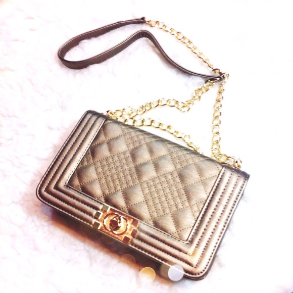Handbags - Bronze Metallic Quilted Bag