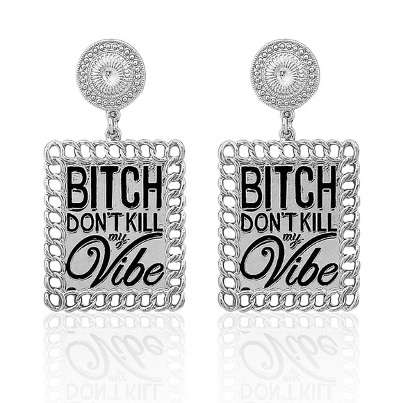 Rhodium Statement Post Drop Earrings