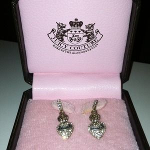 Juicy Couture Pave Heart Dangle Earrings