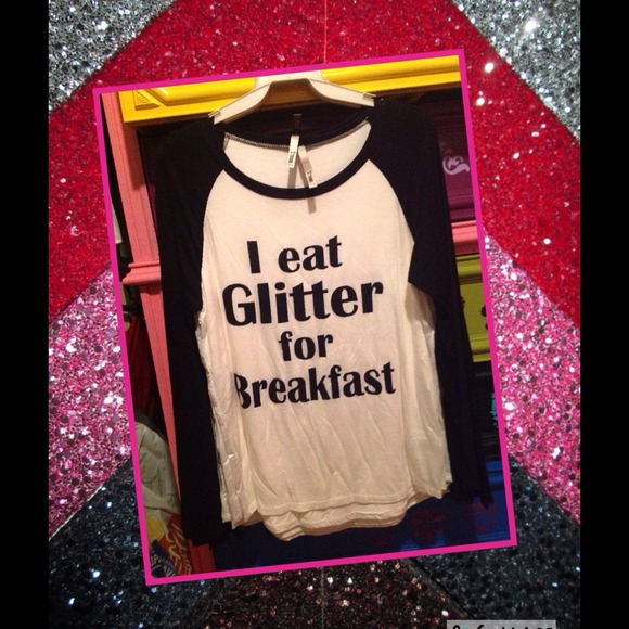 Black & white I eat glitter for breakfast medium