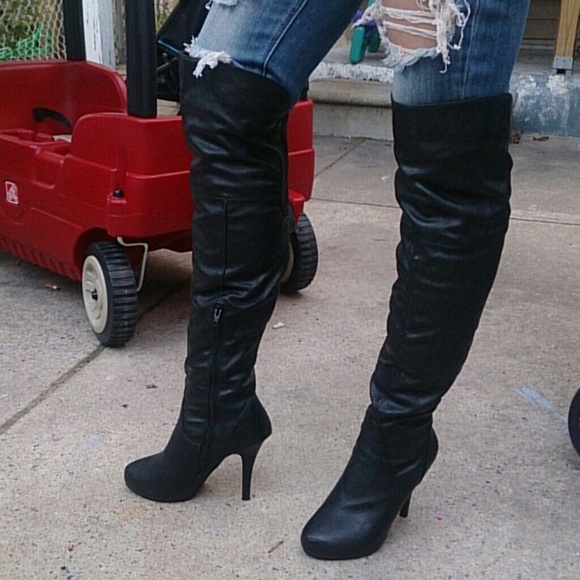 Black knee high boots