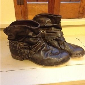 Dark brown leather ankle boots