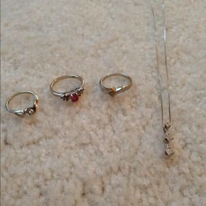 Necklace and 3 rings