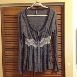 Gray and lace long sleeve shirt