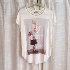Zara graphic T shirt with gold details