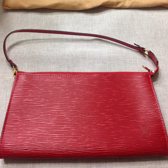 Authentic Louis Vuitton red epi pouchette