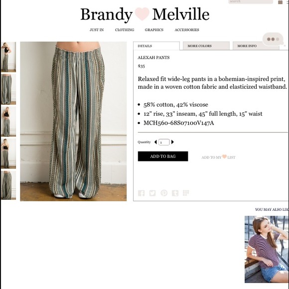 ISO Brandy Melville Alexah Pants