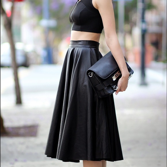 Faux Leather Midi Skirt