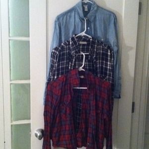 ALL 3 Assorted button downs/flannel bundle