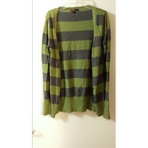 Grey/green striped cardigan /Button up/Long sleeve