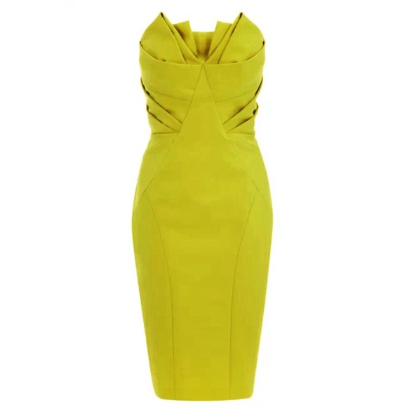 COAST Sherzi Strapless Dress Neon Lime / Yellow