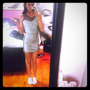 Silver Sequin Party Dress