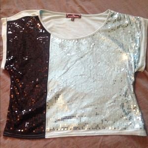 Cute Blue & Black Sequin Top