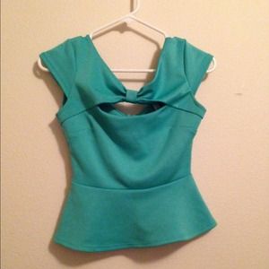 Aqua bow peplum top