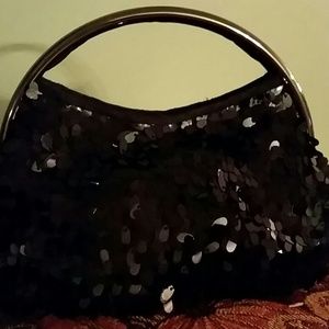 Black sequence hand bag