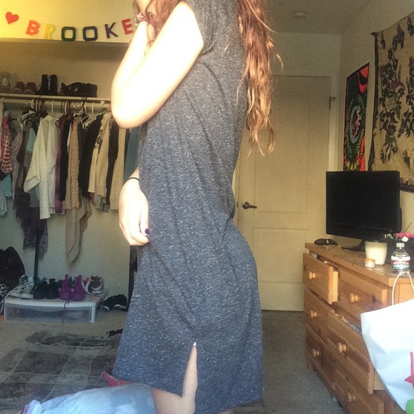 Plain grey slim loose fit dress