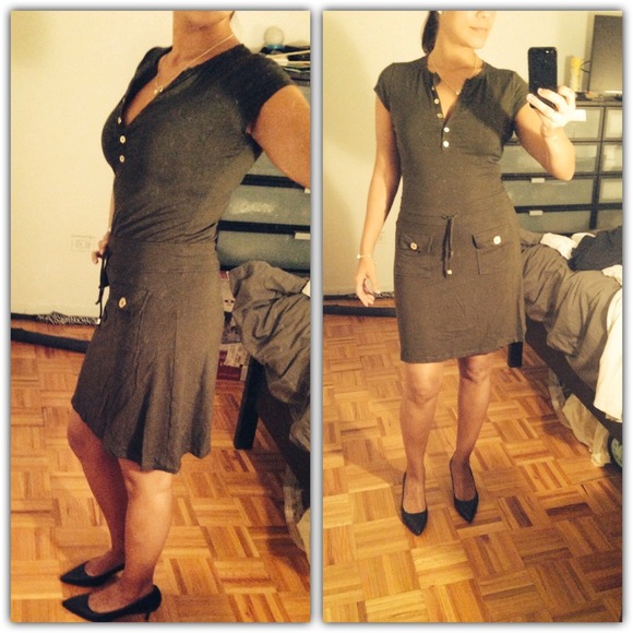 Olive green stretch dress-see beige one, SAME KIND - Picture 1 of 3