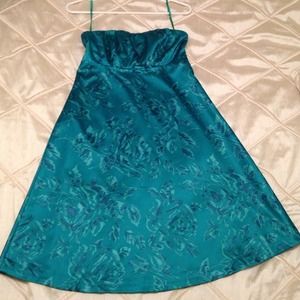 Limited Teal Strapless Cocktail Dress