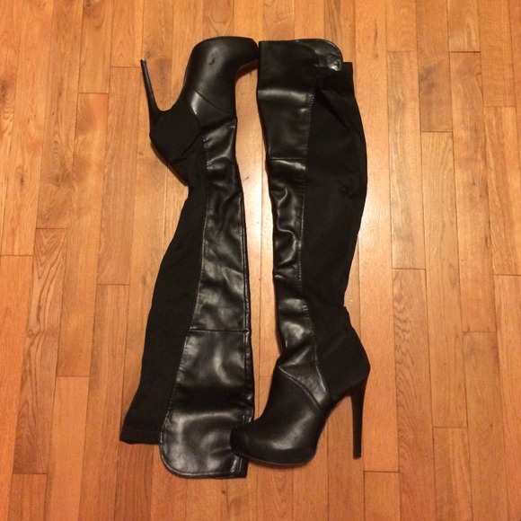 Black thigh high boots