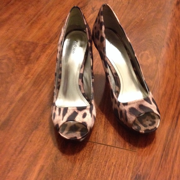 Satin leopard print heels