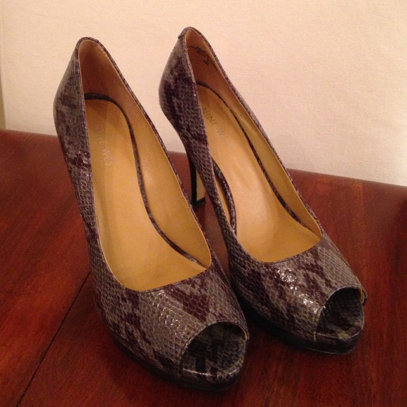 Nine West snakeskin platform heels