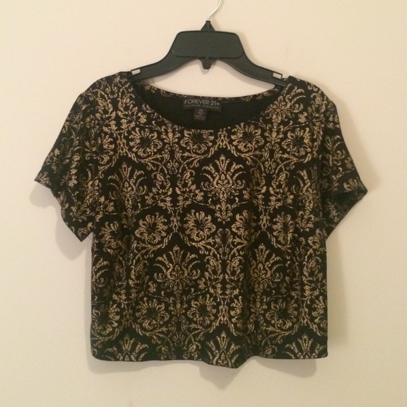 Black and gold printed top
