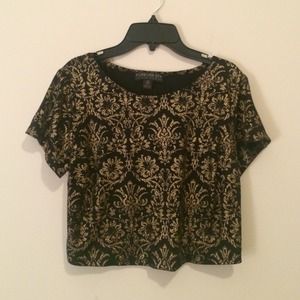 Black and gold printed top