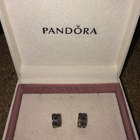 Pandora Clip Pink CZ Sterling Silver