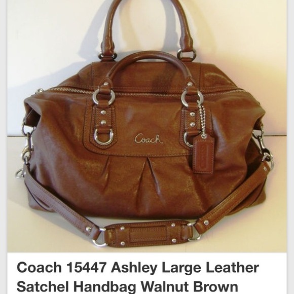 Ashley Large Leather Satchel Handbag Walnut Brown