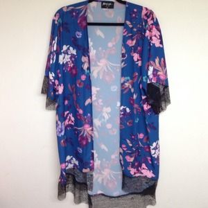 Blue tropic kimono