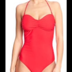 Old Navy Coral Bandeau Halter One Piece Swimsuit