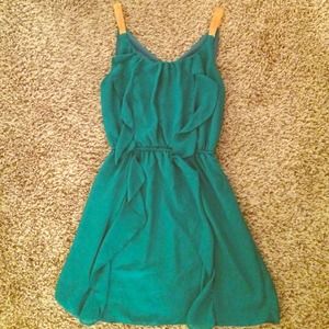 Turquoise and gold dress