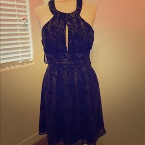 Nine West black and gold dress w/ criss cross back