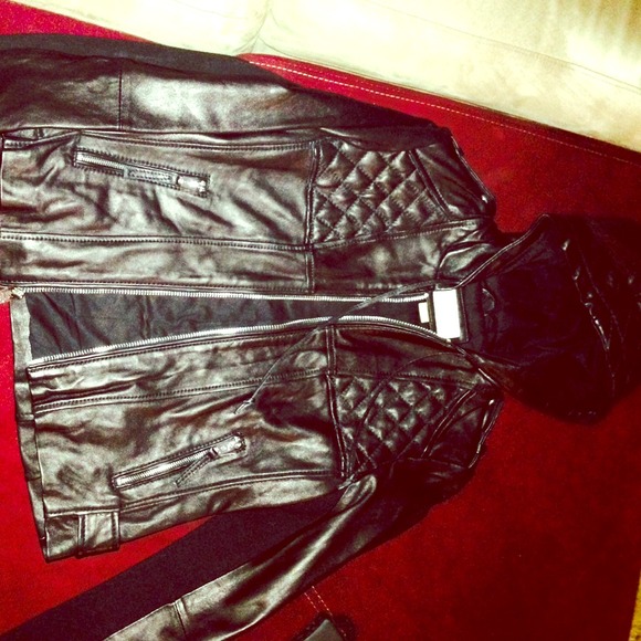 Michael kors black leather Moto jacket !