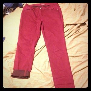Burgundy skinny jeans