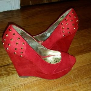 Material girl red suade wedges