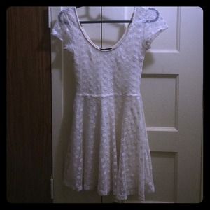 Short , cute , all white / sheer dress