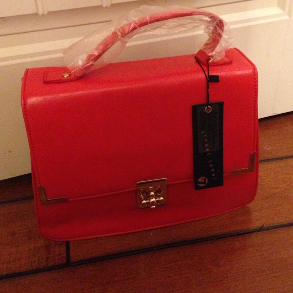 Coral red street level purse (long strap n/a)