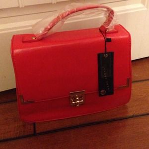 Coral red street level purse (long strap n/a)