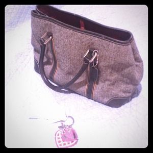 Authentic! Coach-G3J9396-Wool-Tweed-Black-Leather