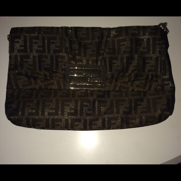 Fendi Oversized Metallic Clutch