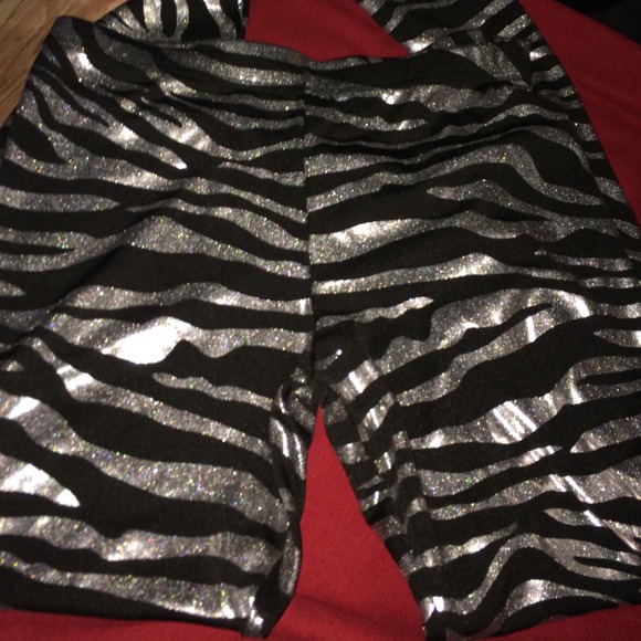 Silver and black zebra print leggings