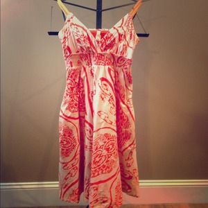 Anthropologie Maeve orange floral pattern dress