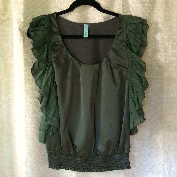 Jaloux Silk Ruffle Sleeve Top