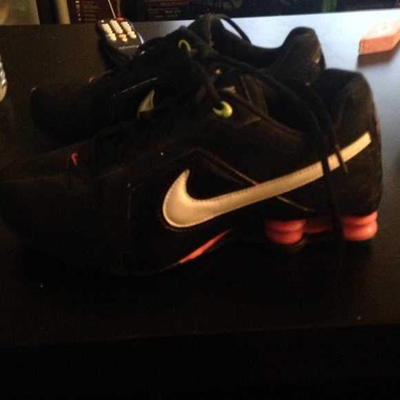 Black white and pink nike shox