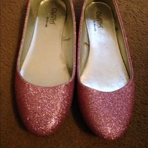 Pink glittery flats.