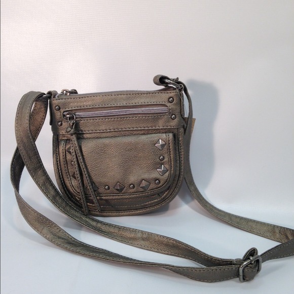 Pewter studded cross-body purse. American rag