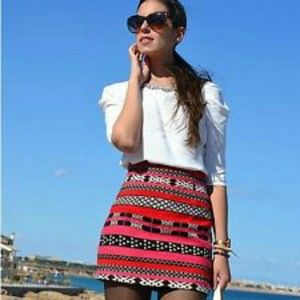 NWT,  rare Zara Jaquard Mini Skirt sz S