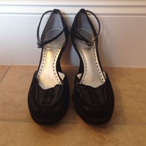 Black suede platform shoes